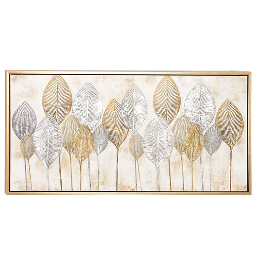 40" x 40" Leaf Framed Wall Art with Gold Frame, by CosmoLiving by Cosmopolitan